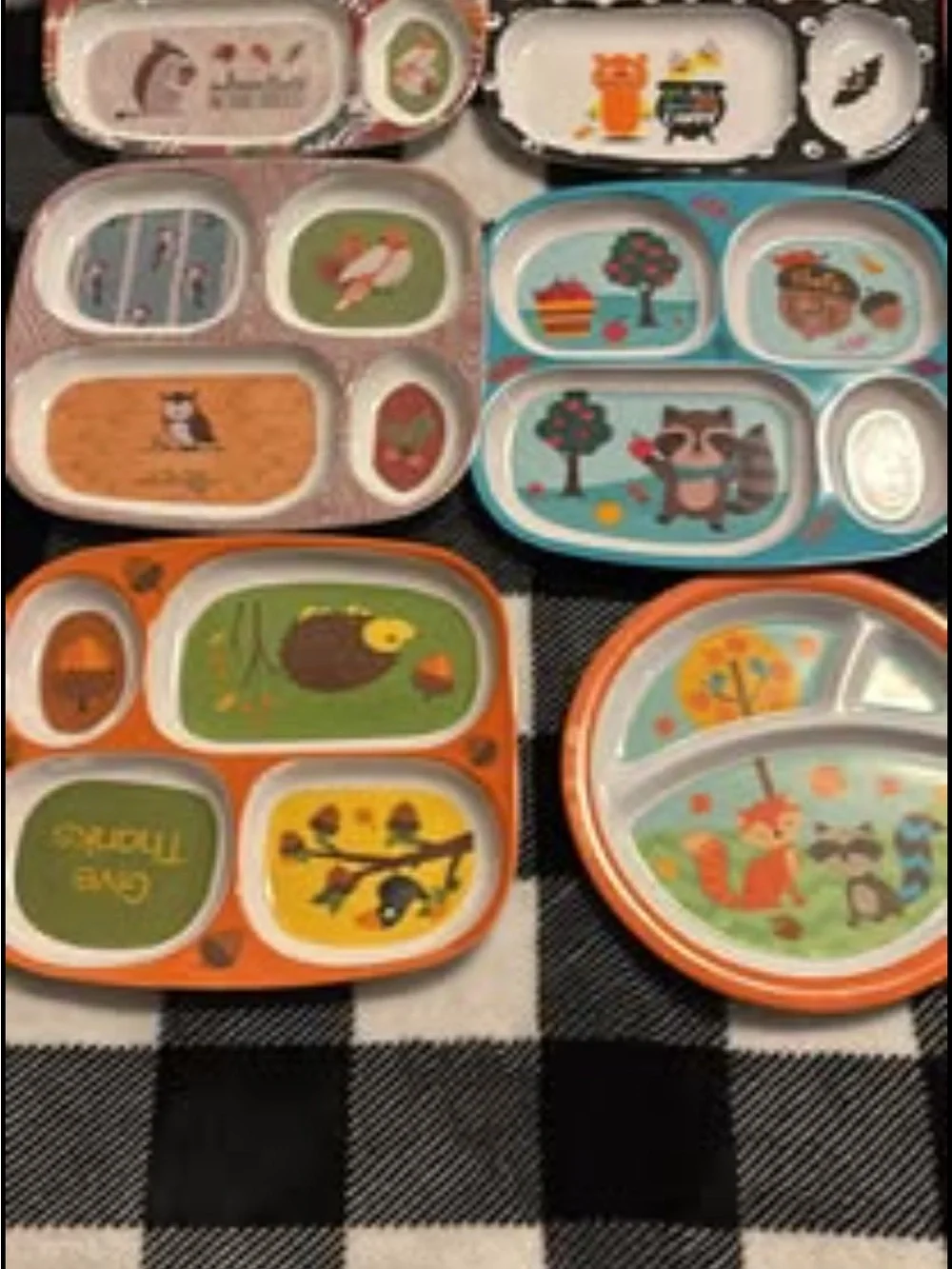 11 Kids Colorful Sectioned Plates - Assorted Themes